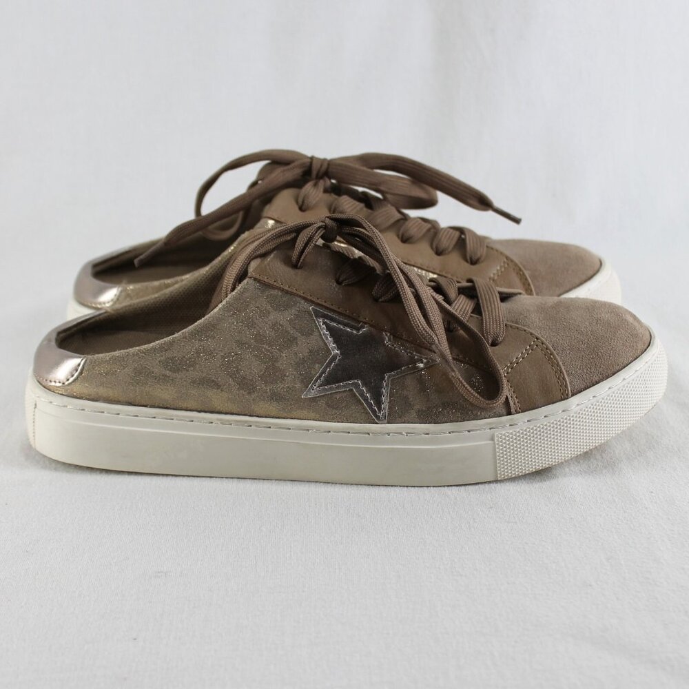 Boutique by Corkys Spiked Sneaker Mule Womens Size 8 Brown Gold Leopard Shoes - Picture 5 of 10